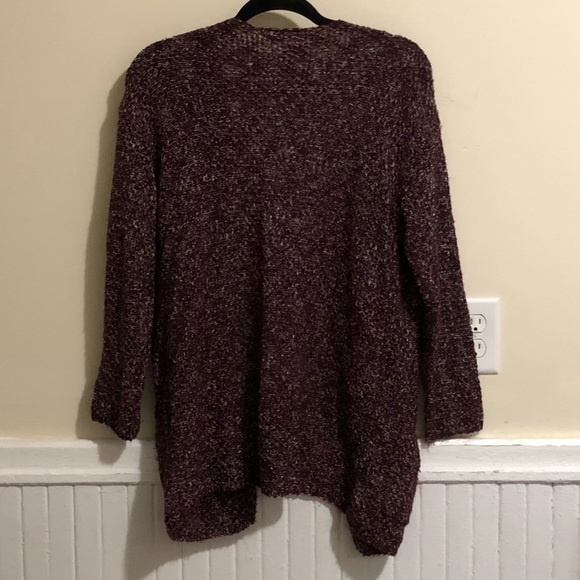 Burgundy and White Marled Warm & Soft Cardigan - Picture 2 of 2